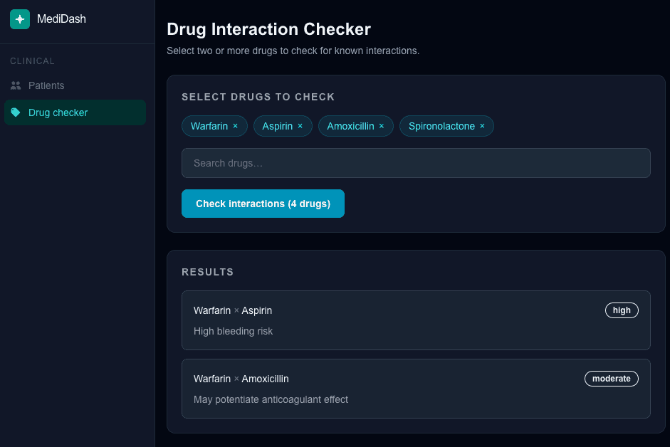 MediDash — drug interaction checker