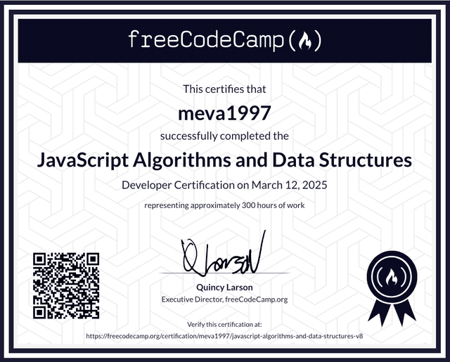 freeCodeCamp JavaScript Algorithms and Data Structures Certification