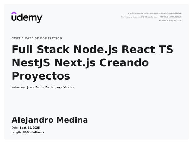 Fullstack Node.js Certification on Udemy