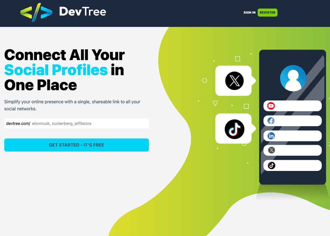 DevTree App for your Social Profiles