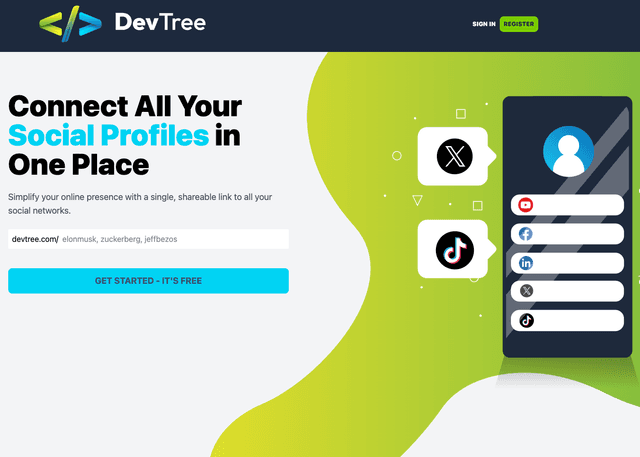 DevTree App for your Social Profiles