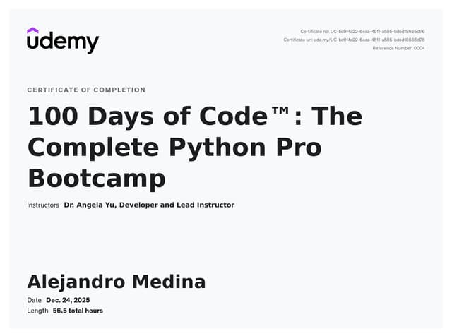 Python Certification on Udemy